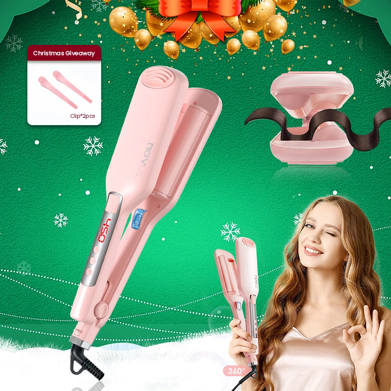 NOVUS 32MM Wave Curler French Curl Hair Styling Iron 6000w Negative Ion Fast Heating Christmas Gift