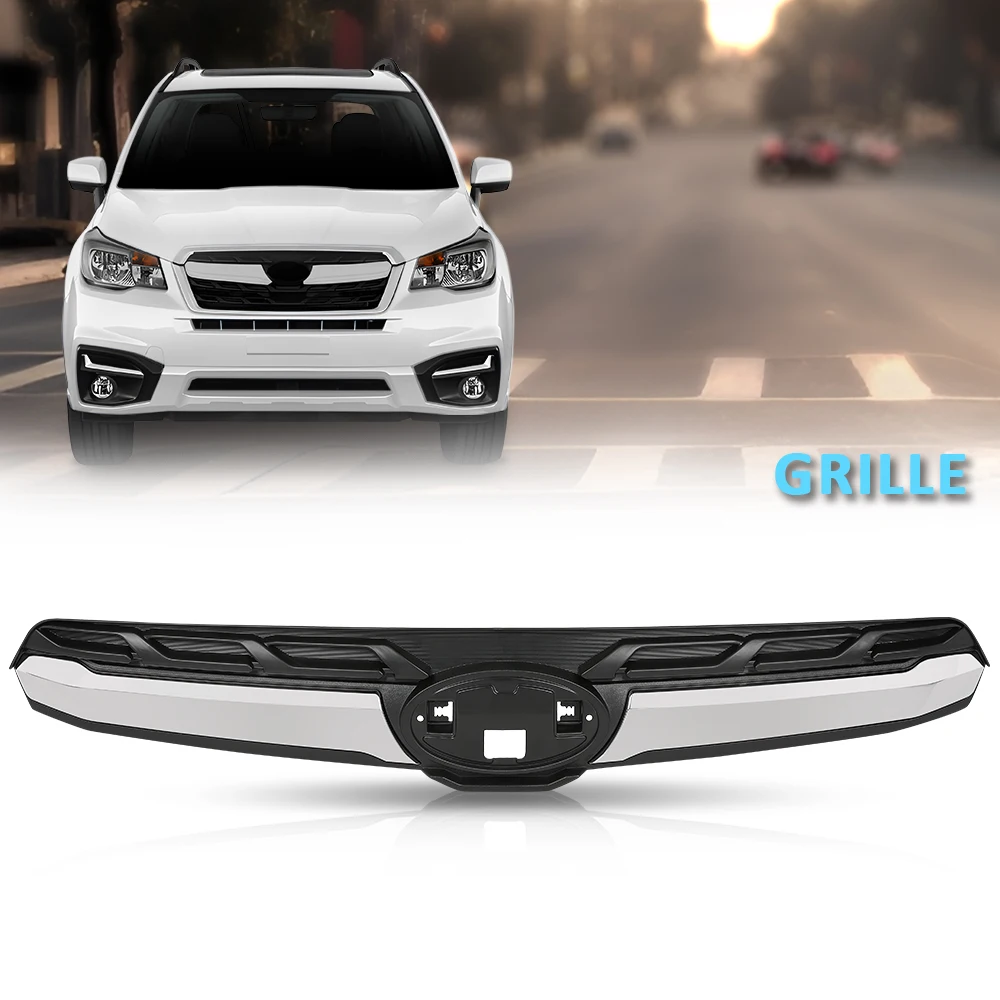 

Hood Top Grille Black Shell Insert W/Chrome Fit for 2017-2018 Subaru Forester Su1210104 91121Sg240 Strong Durable Sturdy