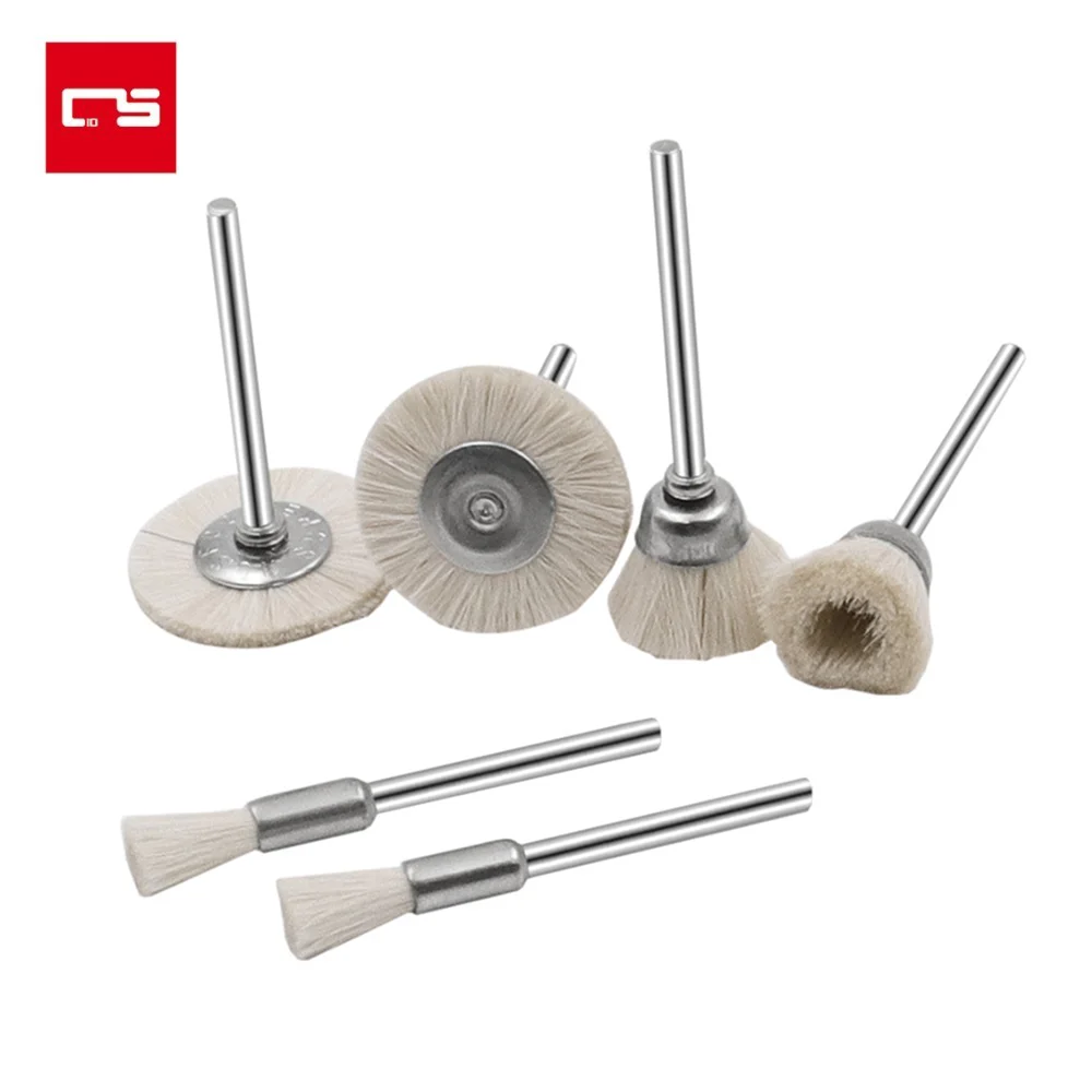 Brosse en laine, accessoires de meulage abrasif, poignée de 3mm, meule souple, brosse de polissage,