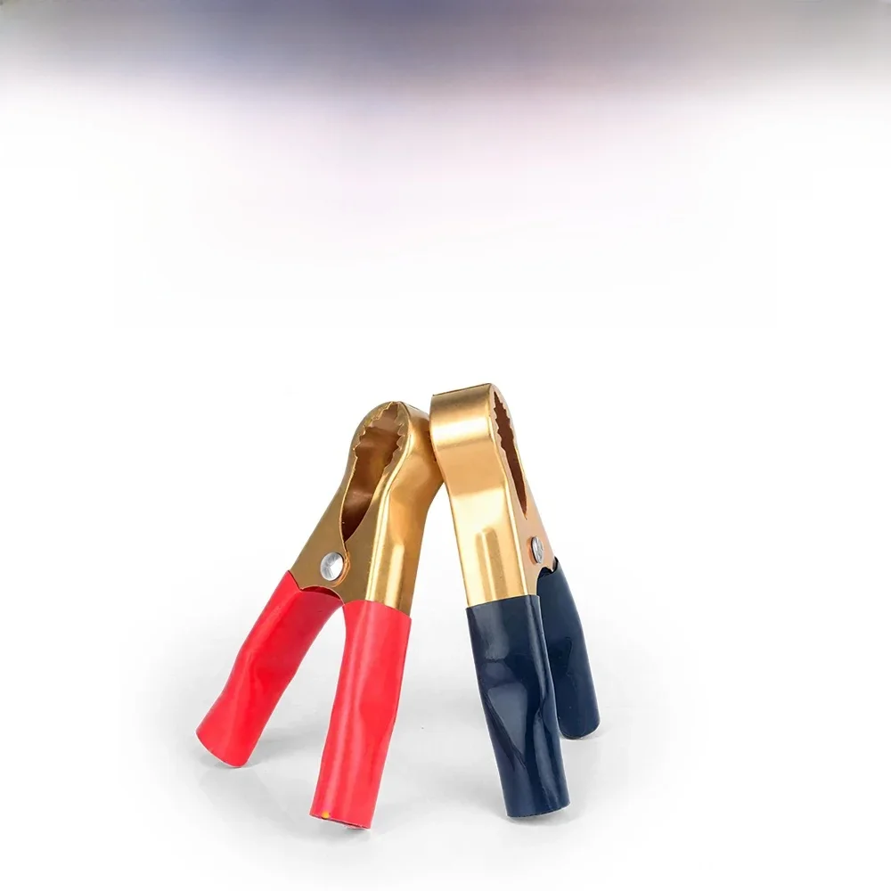 Grands pinces Crocodile en cuivre pur 50A 80mm, 2 pièces, pince Crocodile rouge noir pour batterie de voiture, pinces de Test électroniques robustes