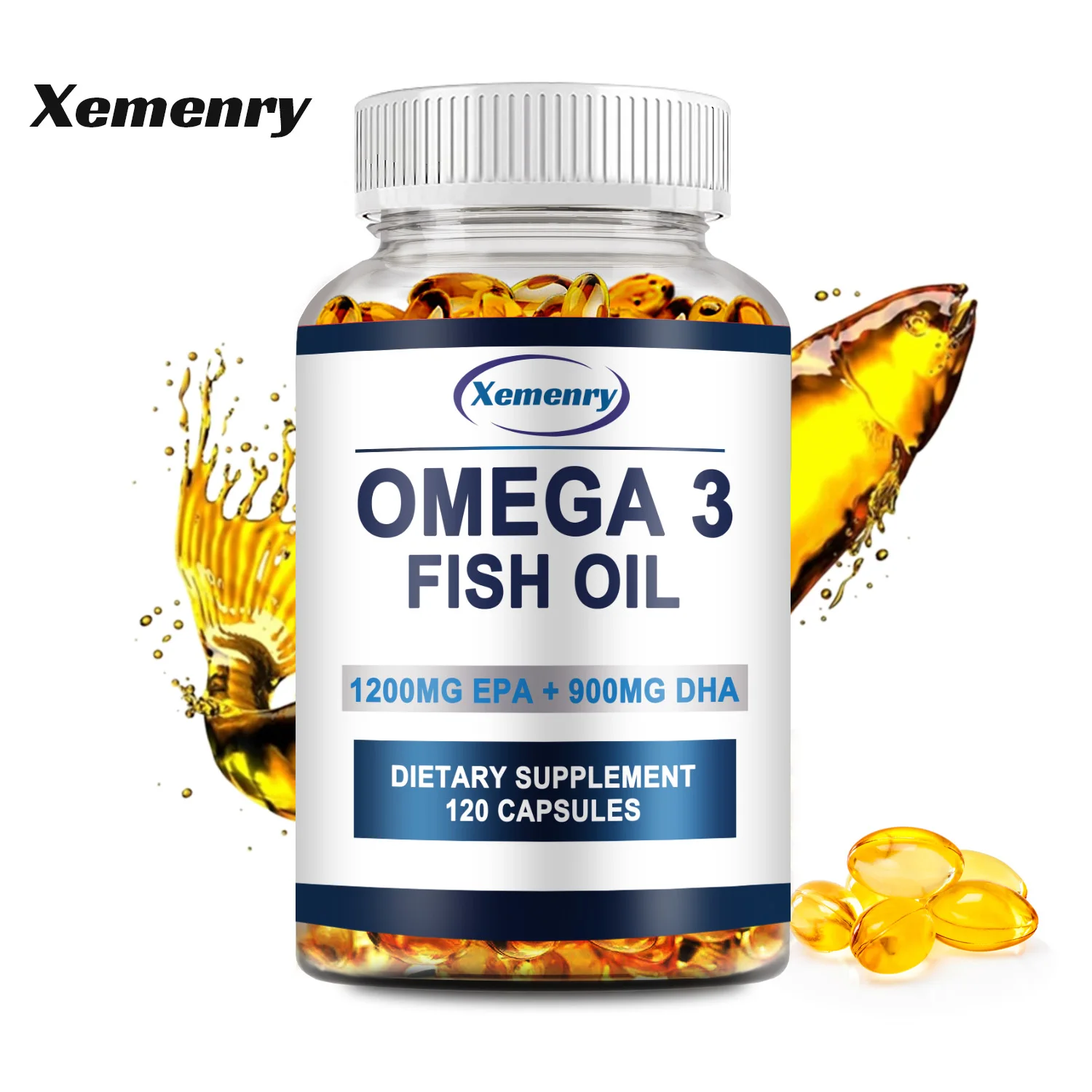 Aceite de pescado Omega 3, protege el sistema Cardiovascular, protege la fatiga ocular, función cognitiva, 120 cápsulas