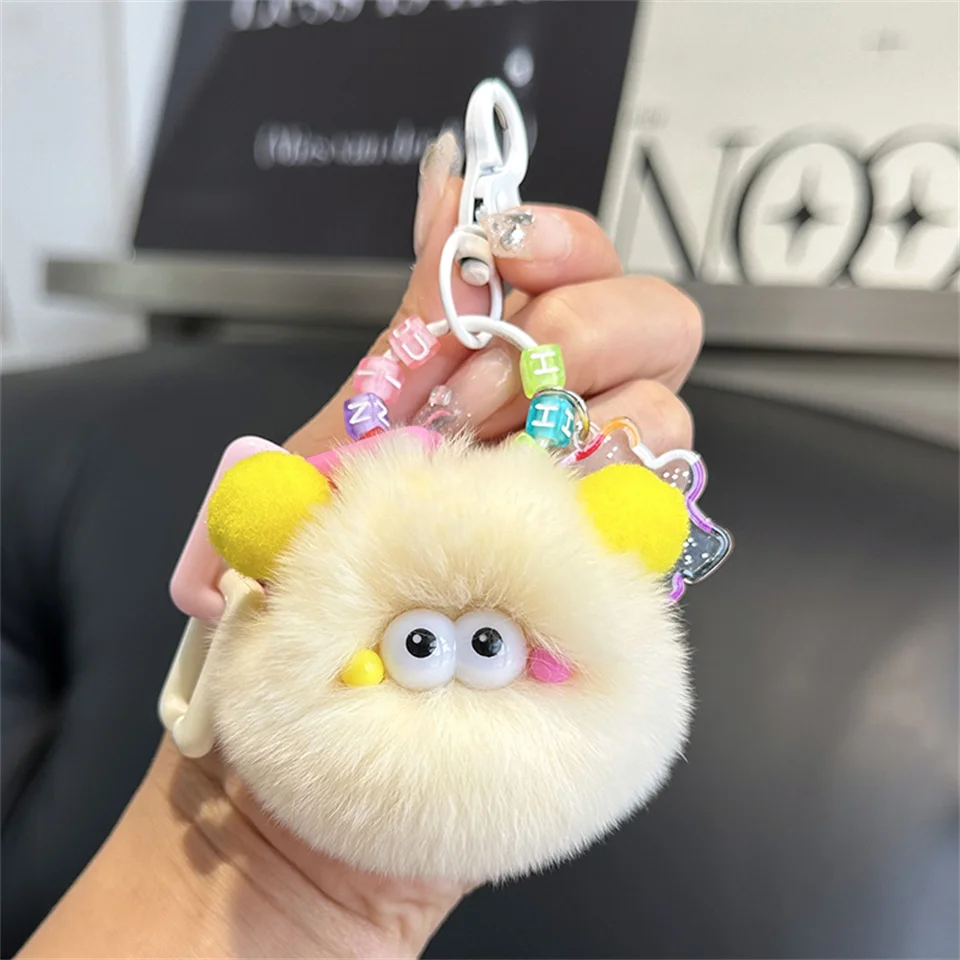 LLavero de dibujos animados para coche, muñeco de peluche con bola de carbón pequeña, colgante para mochila, regalo de joyería