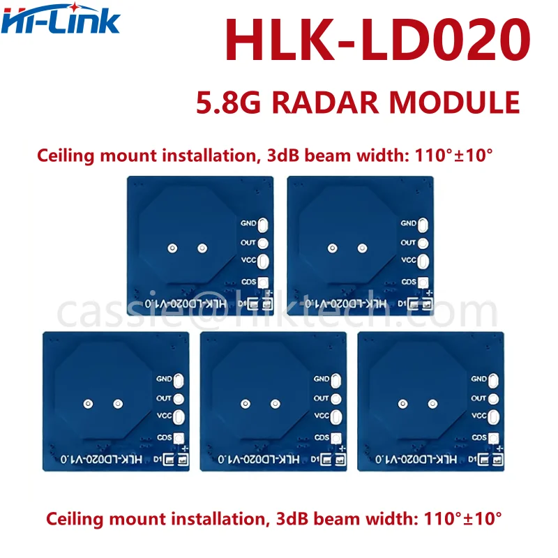 Hi-Link HLK-LD020 Sensor móvel, módulo sensor de tamanho ultra pequeno, alta sensibilidade, banda, novo