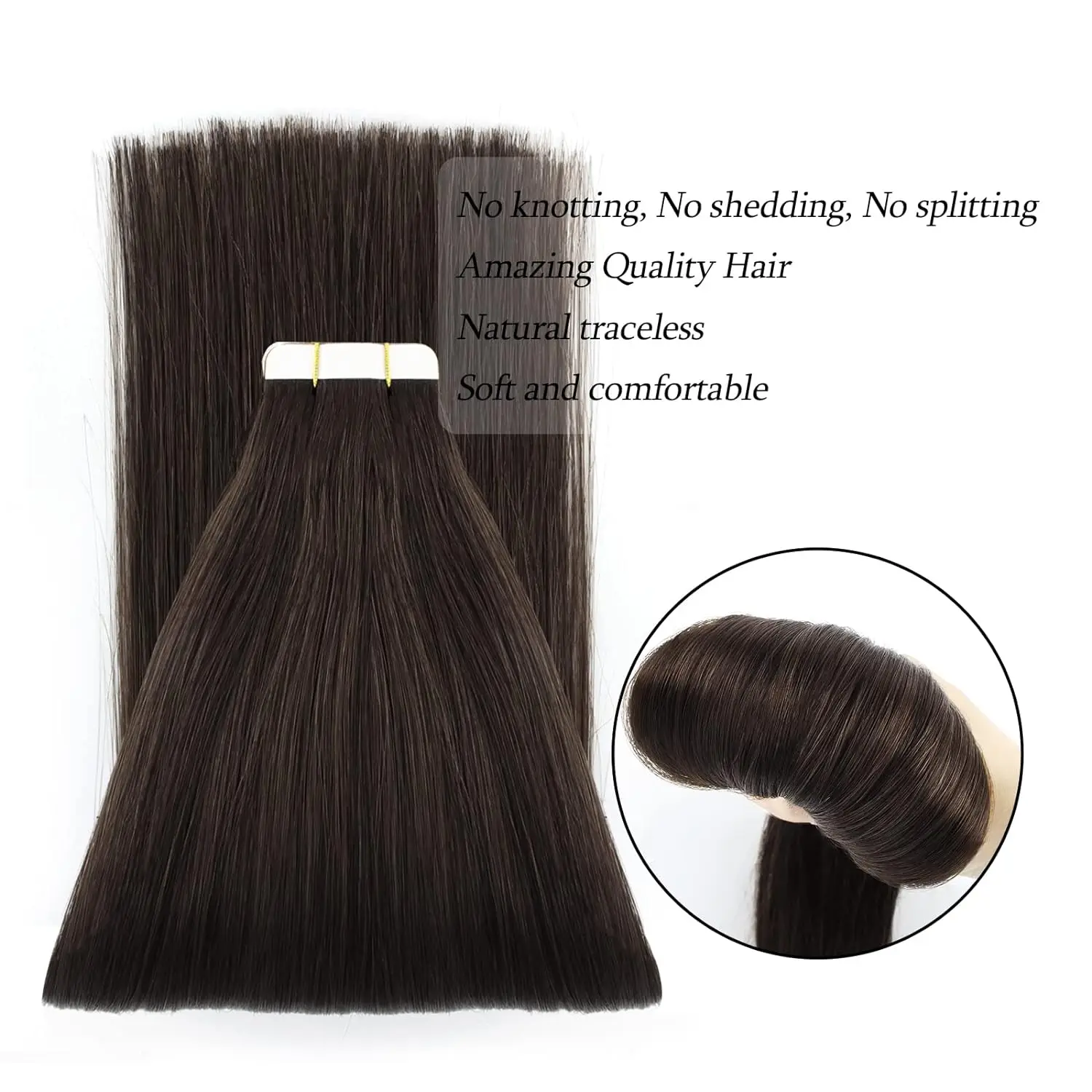 Tape In Human Hair Extensions 100% Remy Natural Human Hair 20pcs/50g Straight Extensions Seamless Skin Weft Adhesive For Women