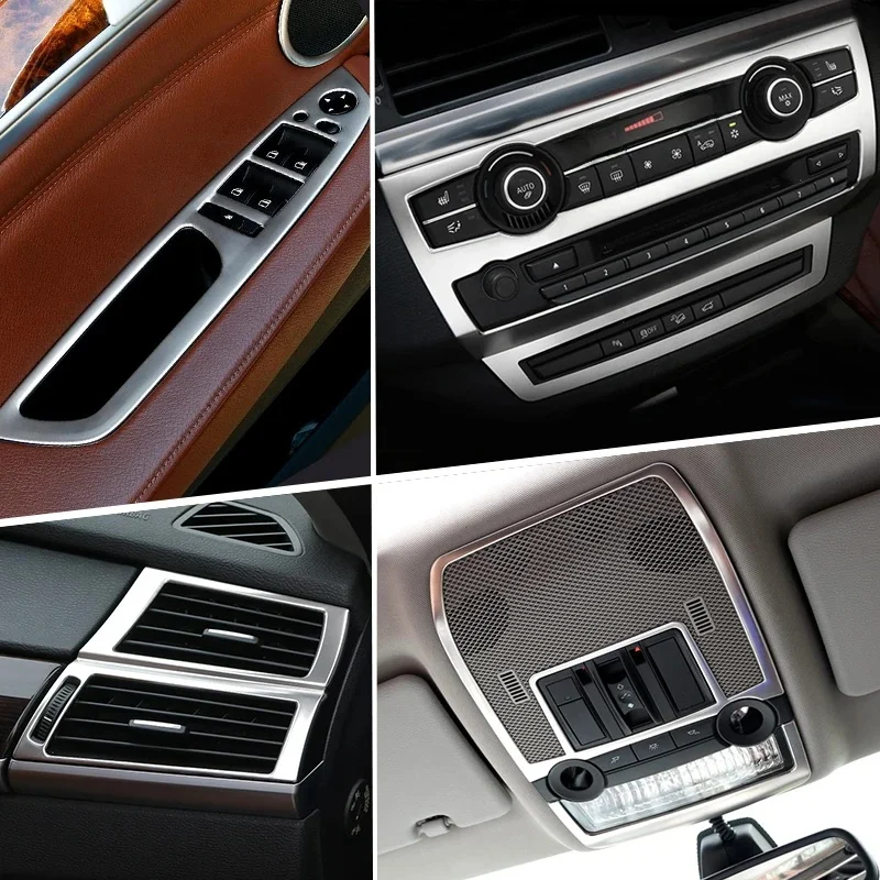 Chromowane nakładki dekoracyjne na panel przycisków wnętrza samochodu, ramki, naklejki do BMW X5 X6 E70 E71 2008-2013, akcesoria samochodowe — 2