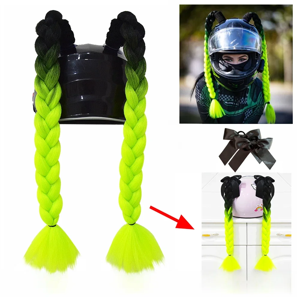 2 unidades/par novo capacete da motocicleta tranças mulher tranças peruca para capacetes de moto 164