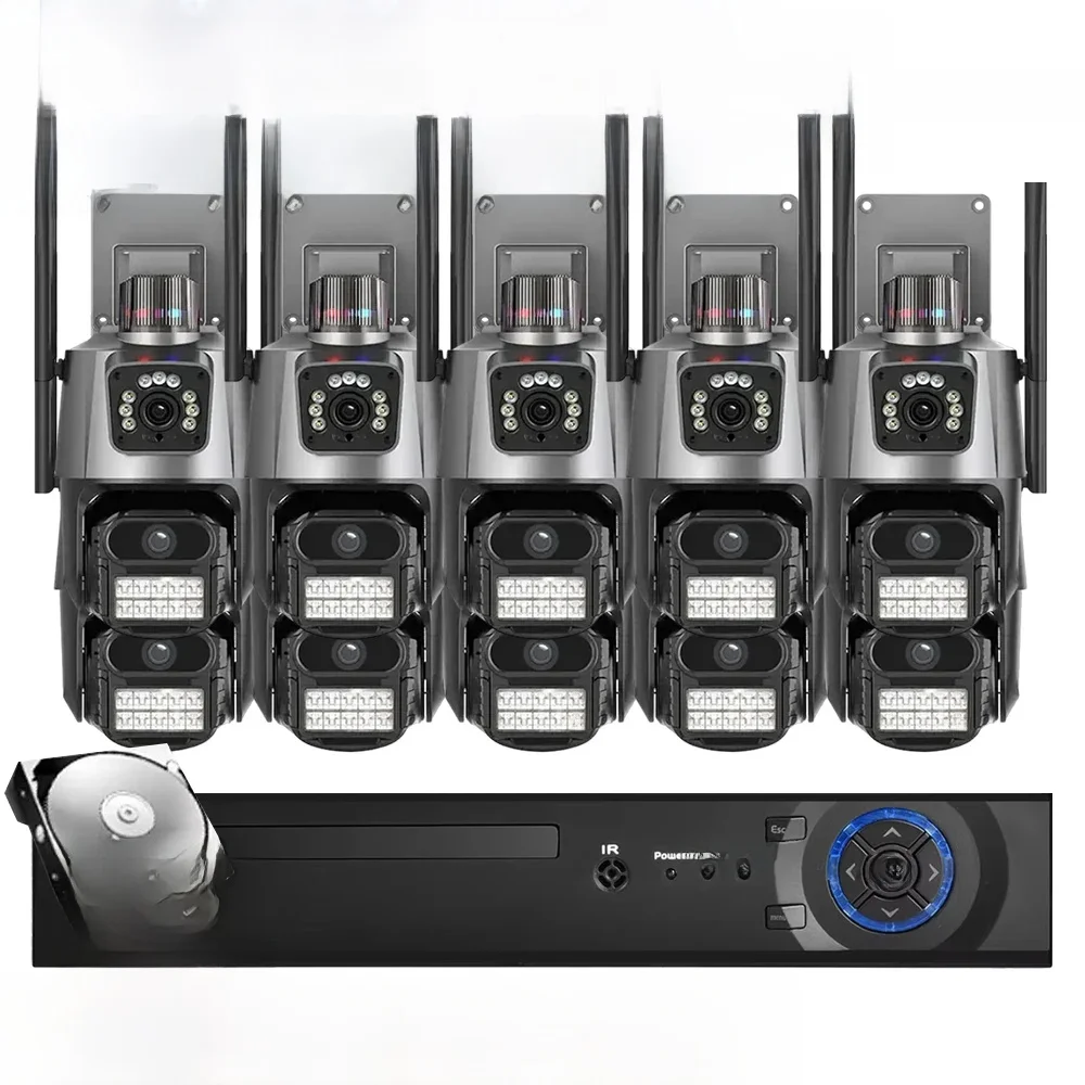 10ch 8mp Draadloze Dubbele Lens Ptz Wifi Ip Veiligheidscamera Tweeweg Audiokleur Nachtzicht Gezicht Poe Nvr Videobewakingssysteem - afbeelding 2