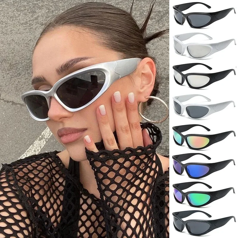 AliExpress juncture Y2k Classic Punk Wrap Around Vintage Sunglasses Women Men Luxury Brand Designer Sun Glasses Fashion Sport Eyewear UV400 Goggles
