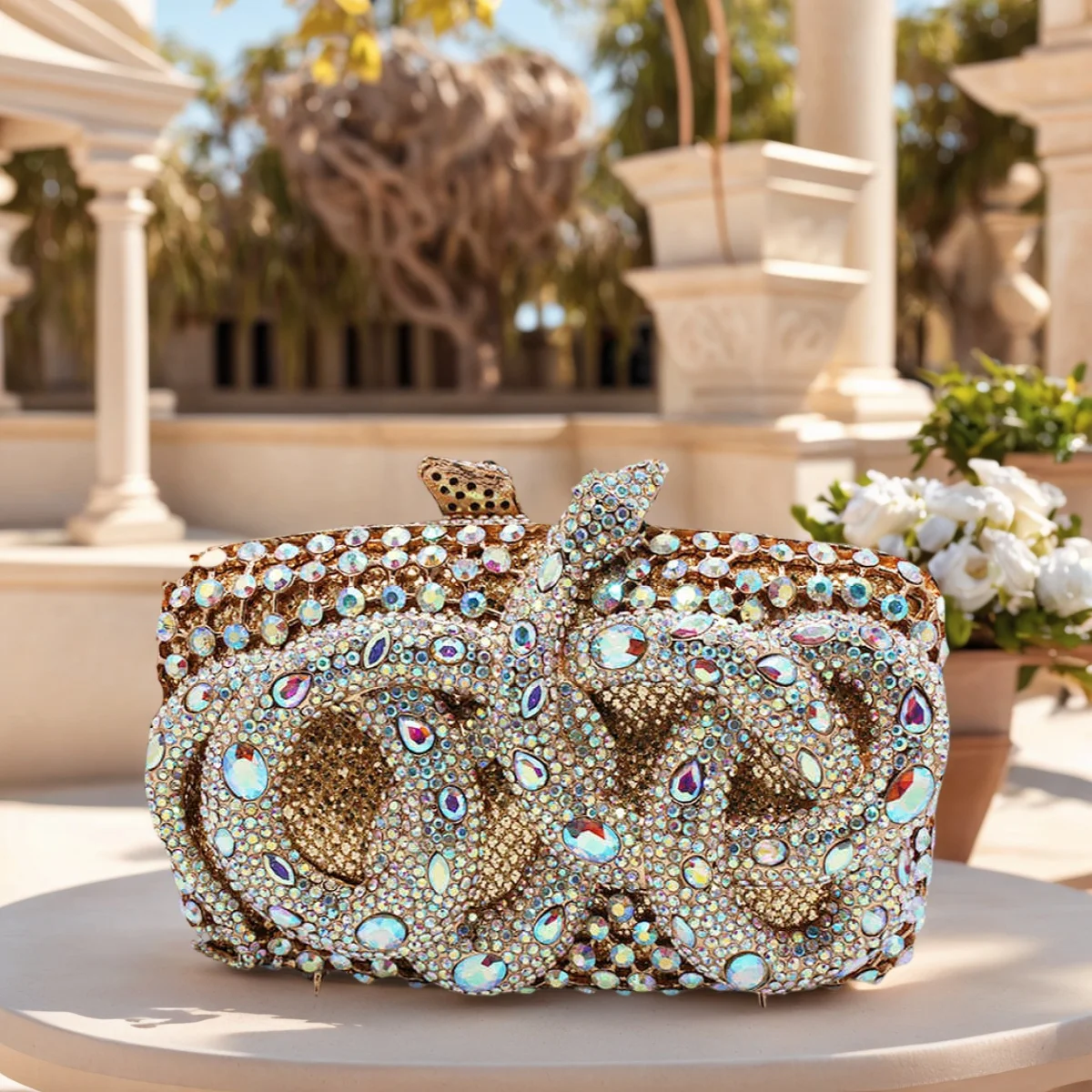 

Glitter Snake Rhinestone Bag for Women Chic Crystal Clutch Purse Wedding Handbag Chain Crossbody for Cocktail Banquet Party