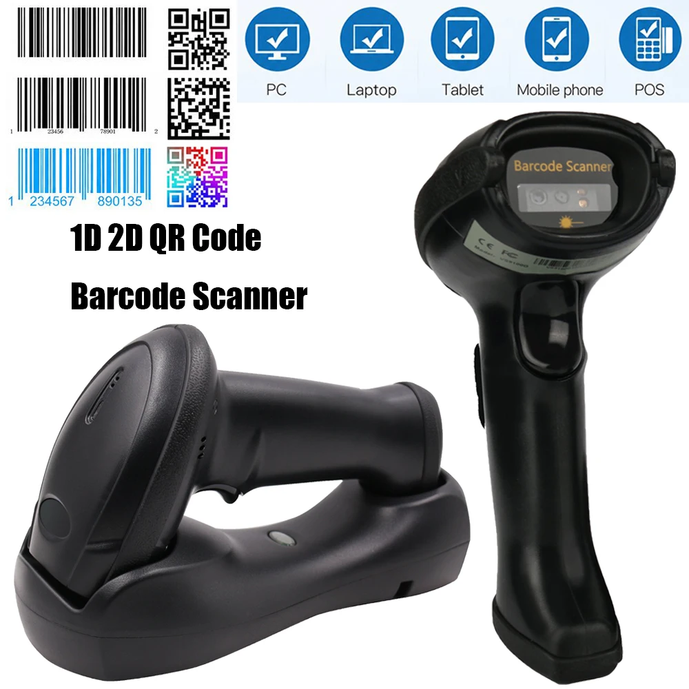 Leshine Wireless 2.4G Bluetooth 4.2 USB Barcode Scanner 1D 2D QR Code for Supermarkets Retail for iOS Android Window