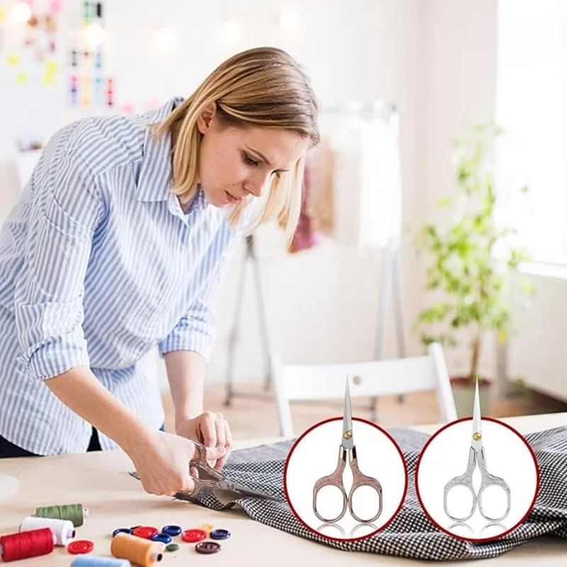 กรรไกรเย็บผ้าหัตถกรรมสแตนเลสแหลมขนาด 5 นิ้ว - อเนกประสงค์สำหรับงานเย็บปักถักร้อย, ตัดด้าย, งานฝีมือ, DIY และอุปกรณ์ศิลปะ