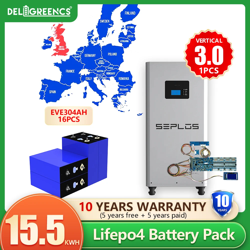 

Poland 3.0 Lifepo4 Battery Seplos Battery Kits 48V 280AH 304AH Power Bank 2A Active Balancer Rechargeable Batteries Solar