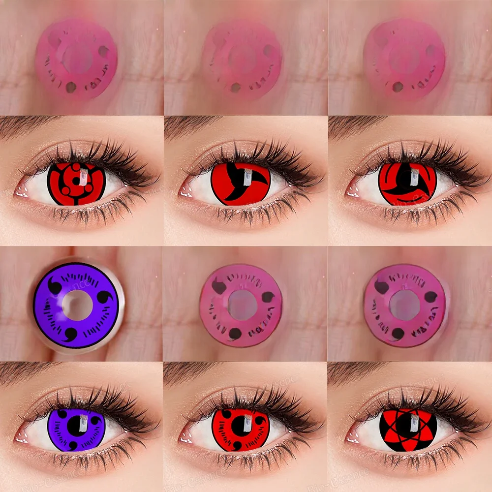 Bio-essence 1 paire de lentilles de Contact Sharingan pour les yeux lentilles Cosplay lentille Anime Uchiha Sasuke Kakashi lentilles accessoires Anime