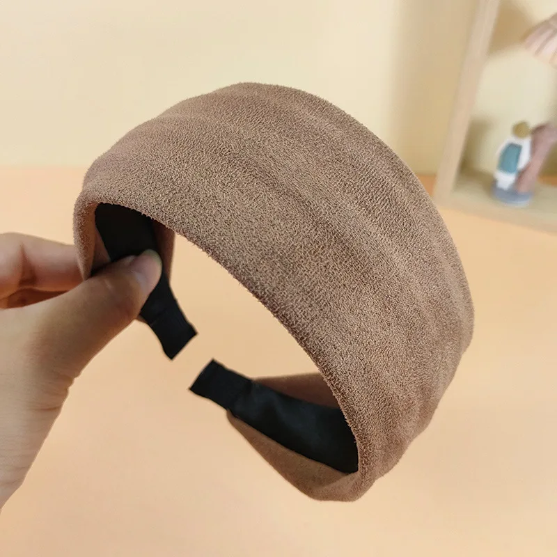 2023 Solid Suede Leather Wide Hair Band Women Headband Fashion Multi-color Large Wash Face Makeup Hair Accessories Hair Towel