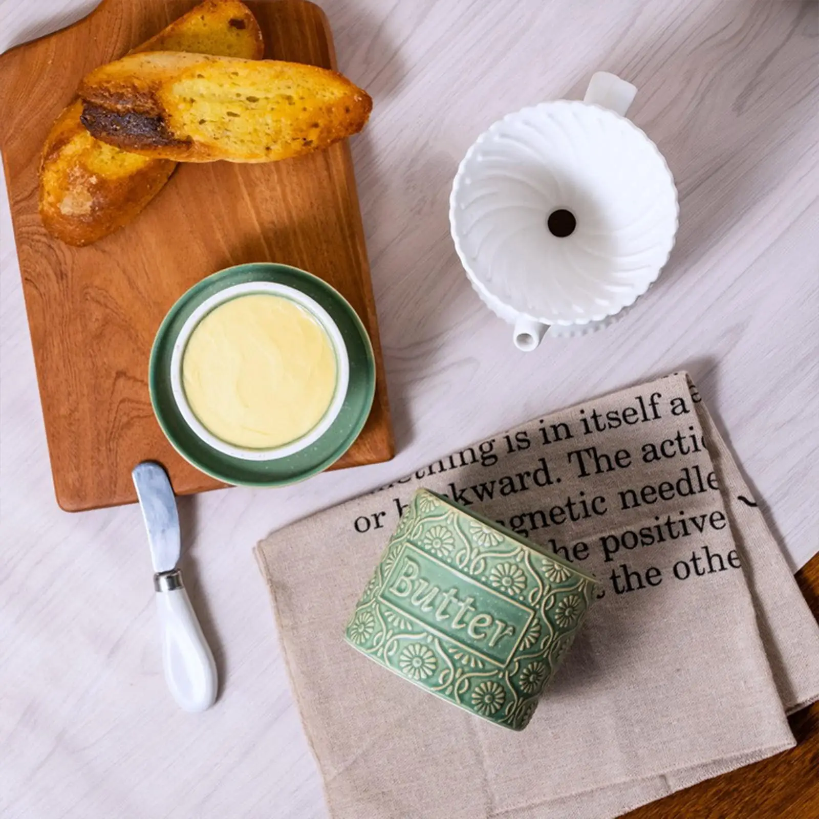 Retro Butter Crock Ceramic With Lid French Butter Dish For Fresh Spreadable Butter Jar Cheese Case Storage Box For Counter