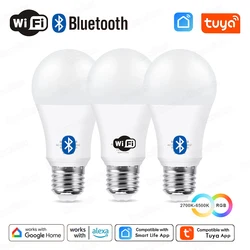 Tuya E27 lampadina a Led Bluetooth WiFi Smart Led lampada controllo App 15W RGB C + W lampadine a Led funziona con Amazon Alexa Google Assistant