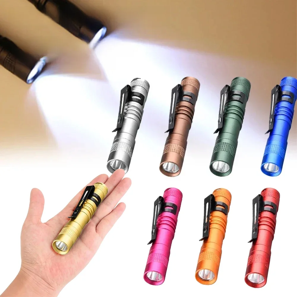Mini lampe de poche Portable à stylo LED, avec pince à stylo, torche Ultra de poche, utilisation de batterie AAA pour Camping en plein air, lampe de secours