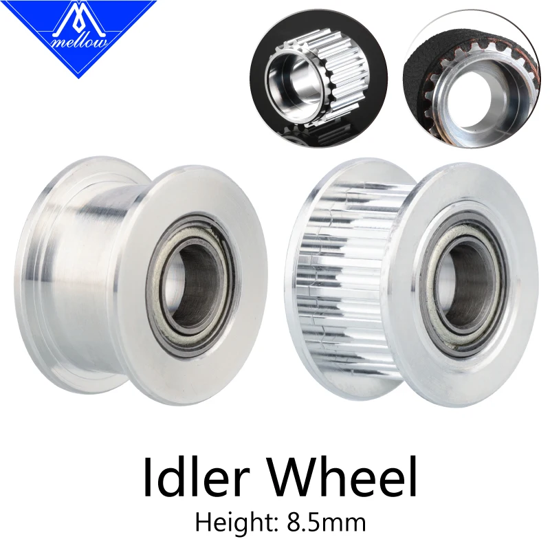 Mellow 1Pcs 20T 8.5MM Height GT2 Idler 20 Tooth Wheel Bore 5mm For High Matching Low Vibration Gates 6MM 2GT Timing Belt