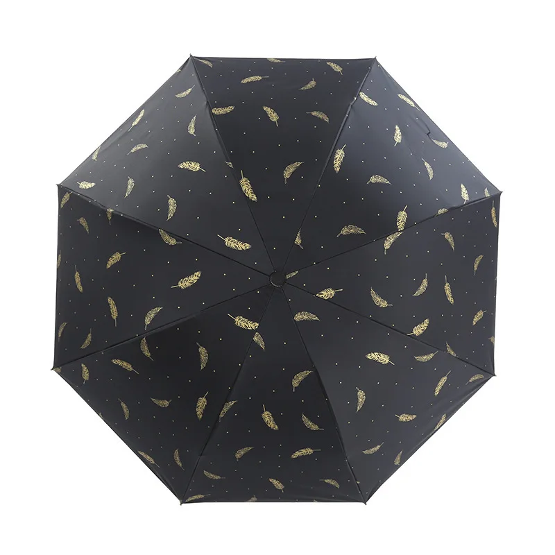 Folding Umbrella For Women Men Simple Black Umbrella Rain 8 Ribs Lightweight Travel Outdoor Luxury Umbrella Ultraviolet Proof