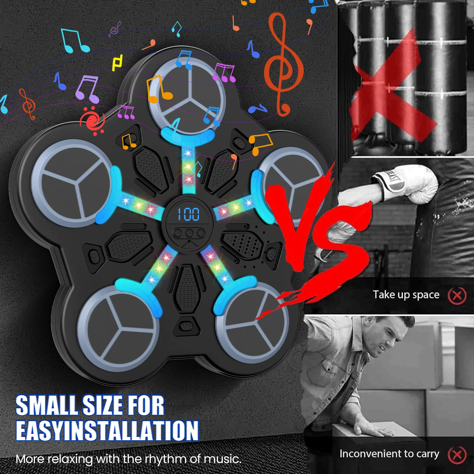 Musik Boxing Maschine Smart Bluetooth Wand Montiert Musik Boxen Trainer Gym Hause Elektronische Boxen Ziel Stanzen Ausrüstung – Detail 5