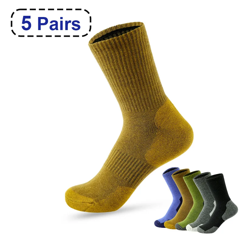 2023 New Autumn And Spring Men's Sports Socks Casual Color Matching Thick Warm Breathable High Quality Socks 5 Pairs EU 38-43