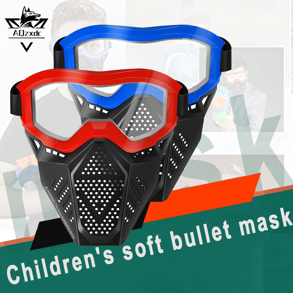 

Tactical Children's Soft Bullet Mask Adjustable Soft Bullet Gun Full Face Protection Masks Paintball CS Shooting Game Equipment