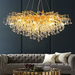 2023 Modern Northern European Hotel Bedroom Dining Pendant Light K9 Suspend LED Crystal Chandelier Lamp Hanging For Living Room