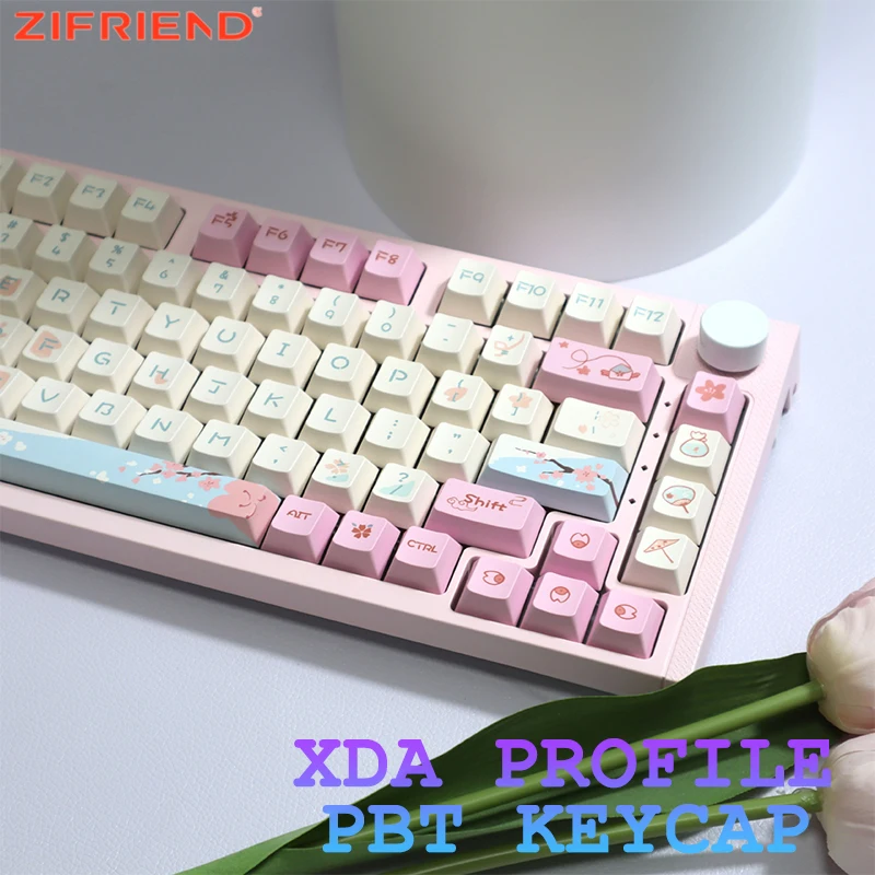 

ZIFRIEND 133 Keys Sakura Theme Keycaps for DIY Mechanical Keyboard OEM PBT Key Caps Set PC Gaming Kit Keycups Gamer 60% 65%