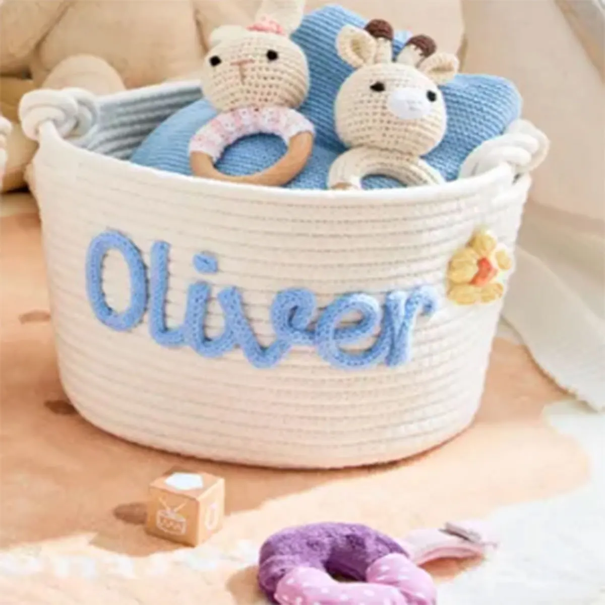 Customizable Personalized Name Storage Basket, Gift Basket