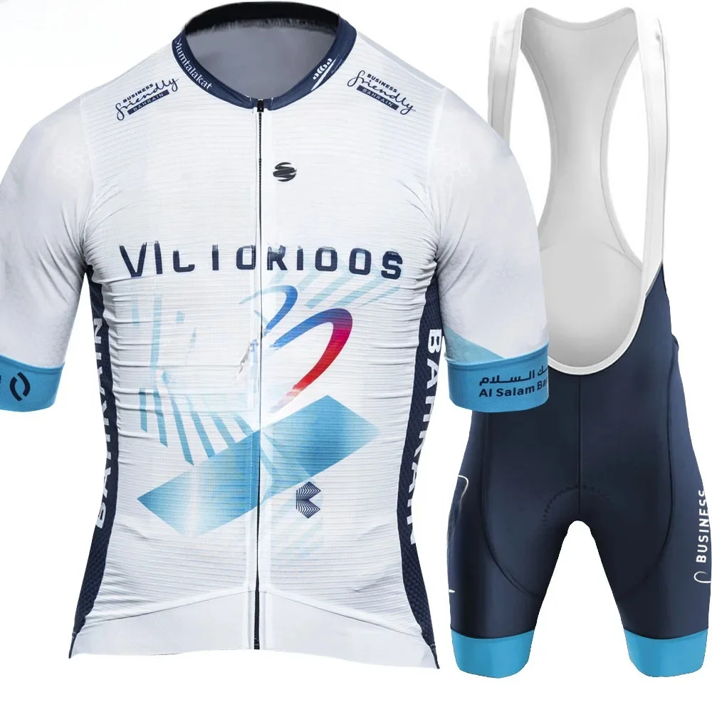 AliExpress Bahrain Victorious 2025 Team Cycling Jersey Set Men Bicycle Clothing Road Bike Shirts Suit Bicycle Bib Shorts MTB Ropa Maillot