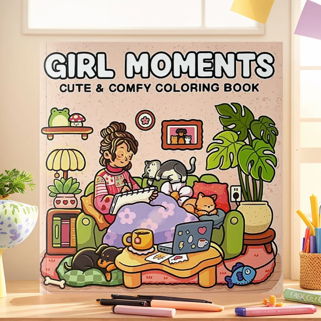 Girl Moments: Coloring Book for Adults and Teens Featuring Cute Cozy Daily Activities for Relaxation (Cozy Spaces Coloring)