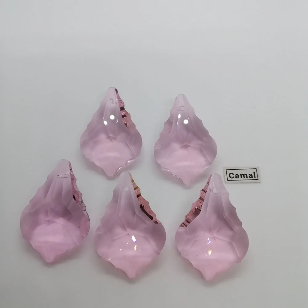 Camal 5PCS 38mm Pink K9 Maple Leaf Crystal Glass Prisms Pendant Drop SunCatcher Lamp Lighting Chandelier Part Hanging Decoration