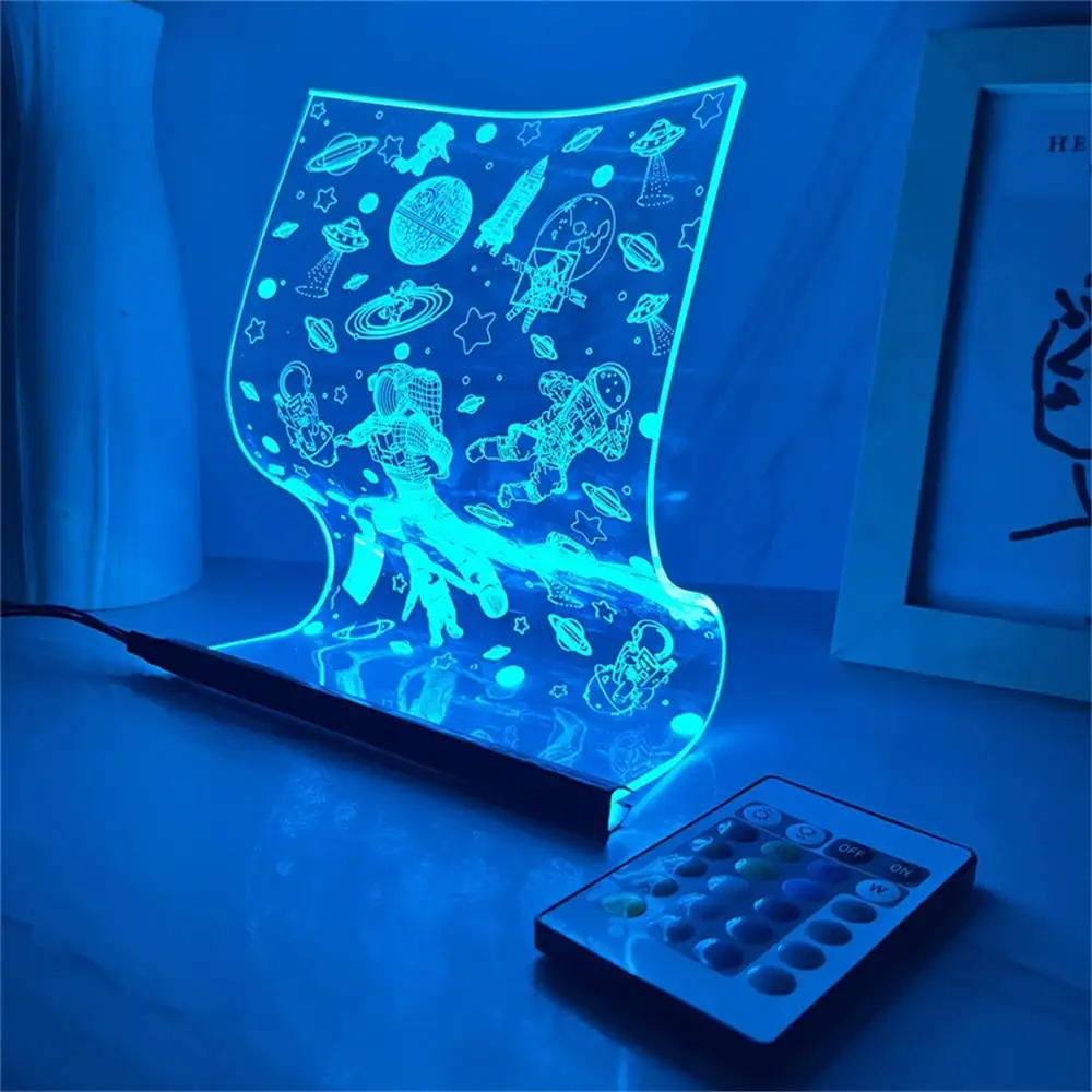 Astronaut Scroll Lamp Acryl Licht Gids Bureaulamp Schakelaar Sfeer Nordic Decoratie 3/7 Kleuren Usb Bedlampje