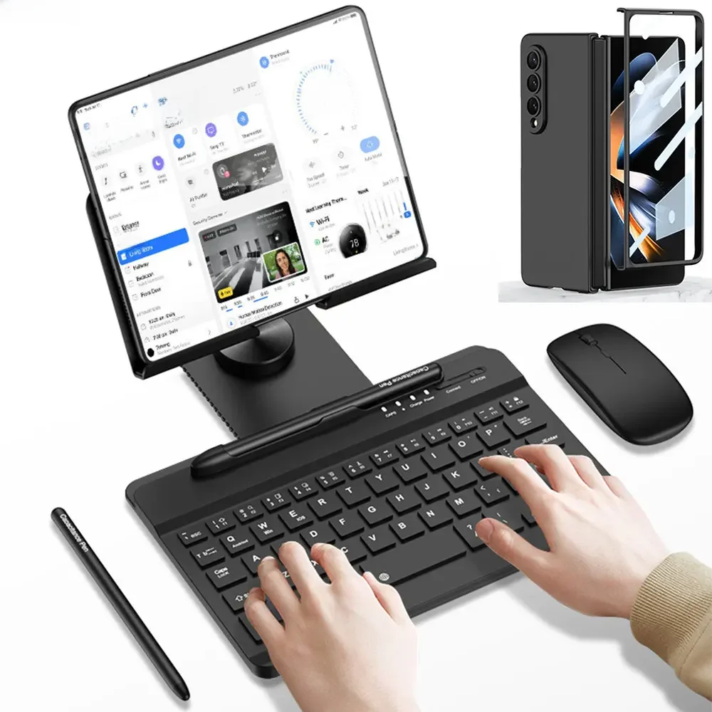 cover voor Samsung Galaxy 5 4 3 2 hoesje met Bluetooth-toetsenbord muispen Metalen opvouwbare beugel Telefoonhoesje met schermbeschermer - afbeelding 2