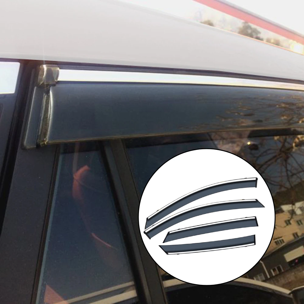 

4x Car Side Window Visor Deflector, Accessories Exterior Sun Window Sun Rain Visor Weather Shield Deflector Visor Guard