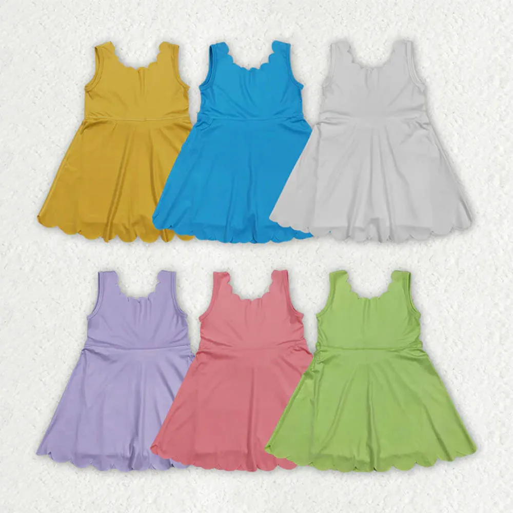 

Western Fashion Sibling Baby Girls Sleeveless Activity Wear Yoga Ruffle Knee Length Dresses Wholesale Boutique Children RTS