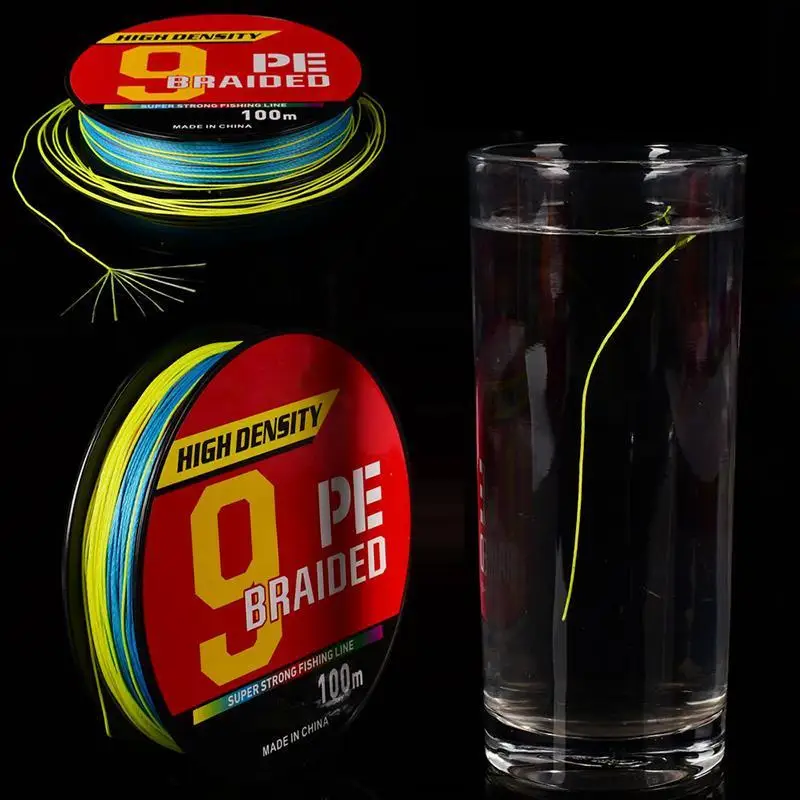 خط صيد مجدول من البولي ايثيلين بطول 100 متر، خط رئيسي مقاوم للتآكل