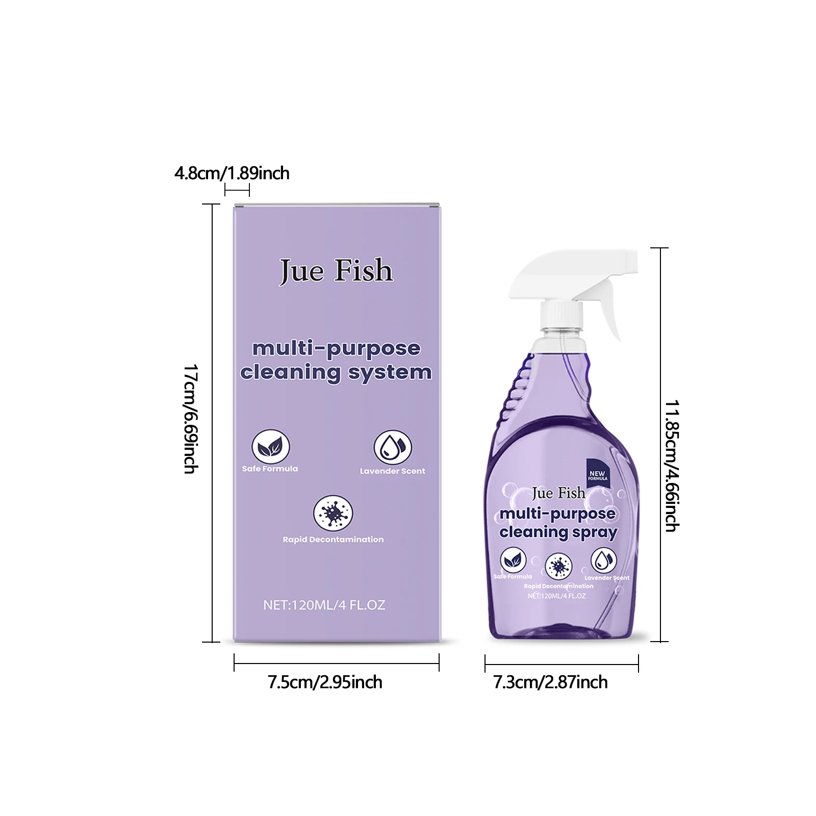 منظف Jue-Fish 120/500 مل متعدد الأغراض للمطبخ والحمام وإزالة البقع الفورية بالزيت الثقيل النظيف رغوة عطر اللافندر النظيفة #6