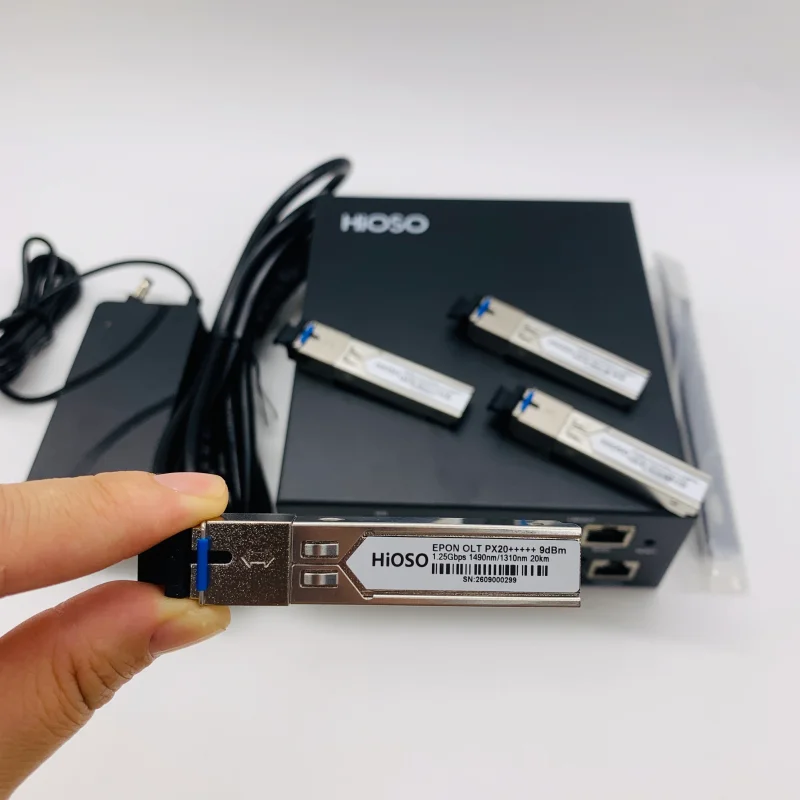 HiOSO EPON OLT 4port HA7004S Maximum spectral ratio1:64 Supports 256onus DC12V compatible HW ZTE ONU