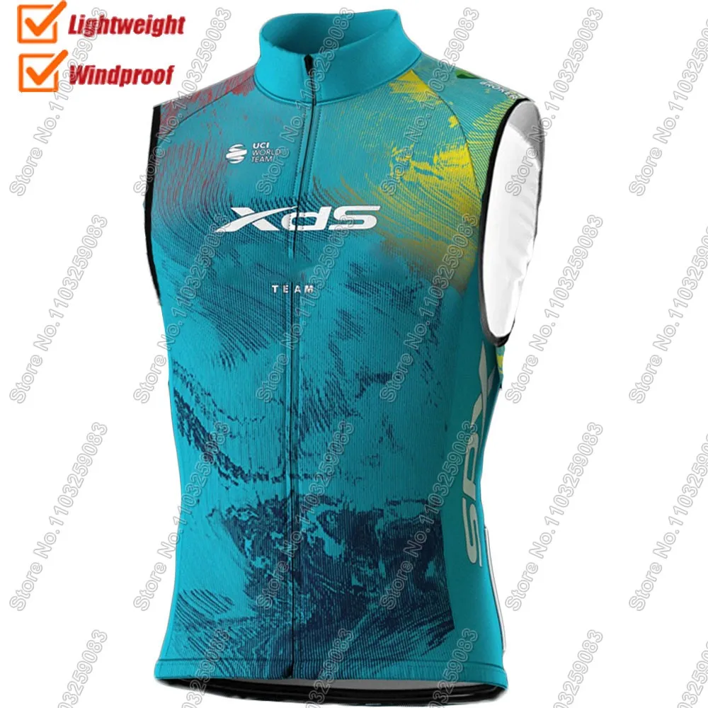 2025 Qazaqstan Team Team Wind Vest Cycling Jersey Sleeveless Blue Windproof Lightweight Retro ind Vest MTB Maillot Ropa Ciclismo