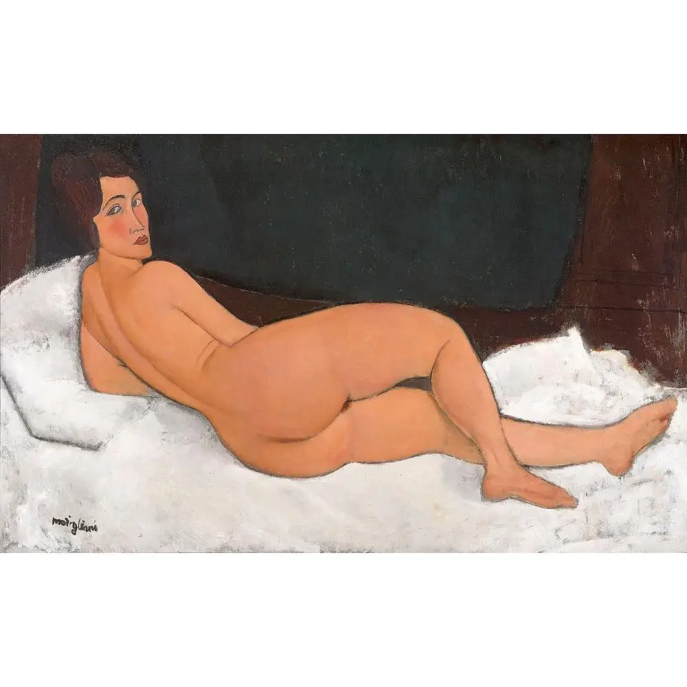 

Reclining Nude Female Canvas Wall Art Handmade Amedeo Modigliani Oil Painting Reproduction High Quality Bathroom Bedroom Decor