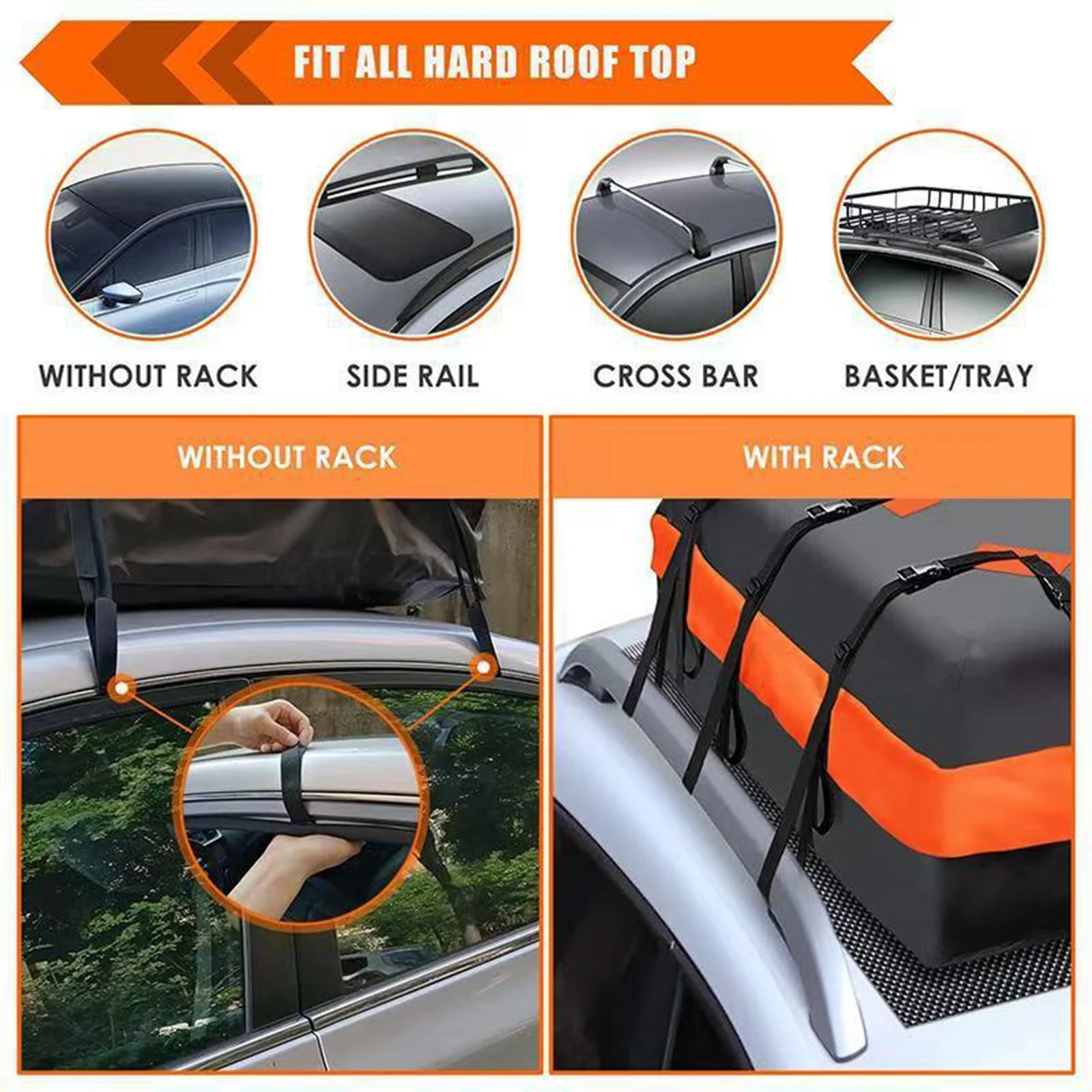 Universal Car Rooftop Cargo Carrier Bag Waterproof 420D Oxford cloth with Anti-Slip Mat Roof Top Storage Bag for SUV Truck Van C - Image 4