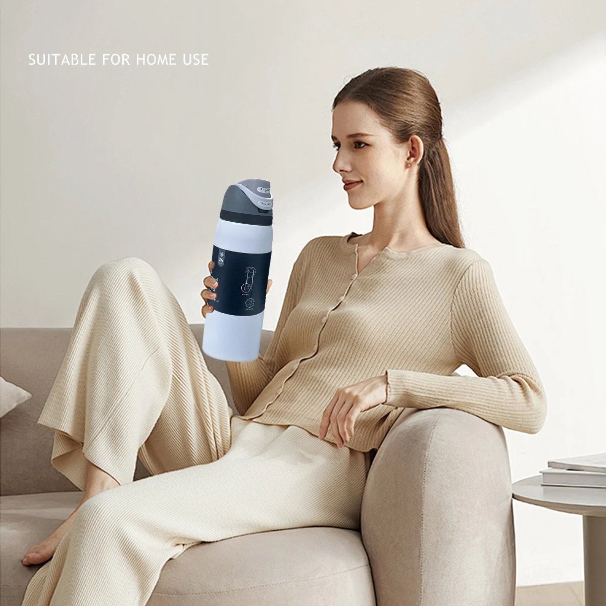 زجاجة أوبالا بيضاء، 32 أونصة، 945 مل، تحافظ على الحرارة لأكثر من 24 ساعة.