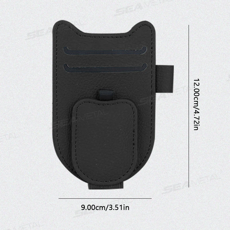 SEAMETAL Car Sun Visor Glasses Holder Magnetic Eyeglasses Hanger Clip Luxury Leatherette Car Sunglasses Holder Mount Universal image 6