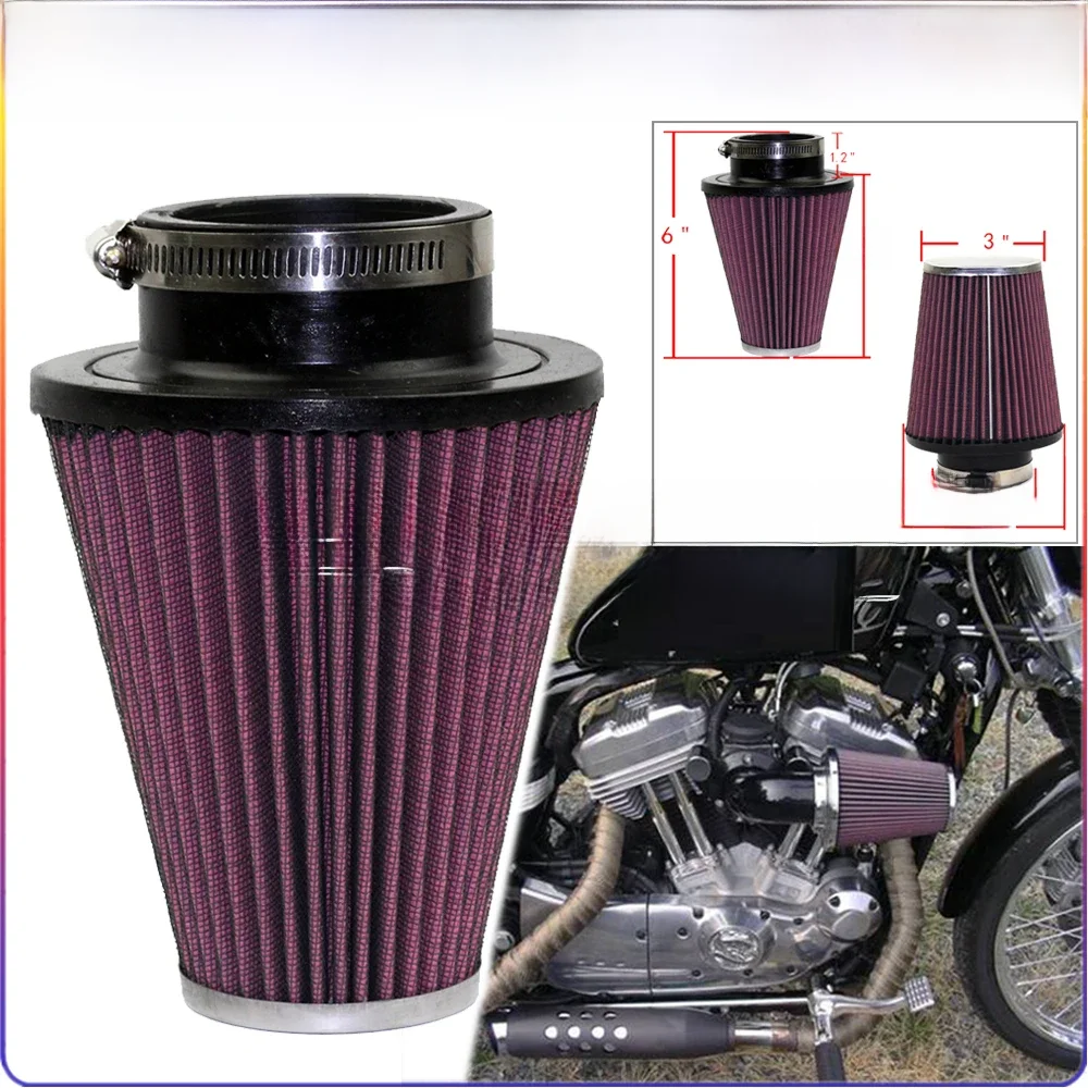 62mm owalny stożkowy filtr powietrza do motocykli o wysokim przepływie Element zamienny do Harley Softail Road Glide FLHR FXSB — zdjęcie 2