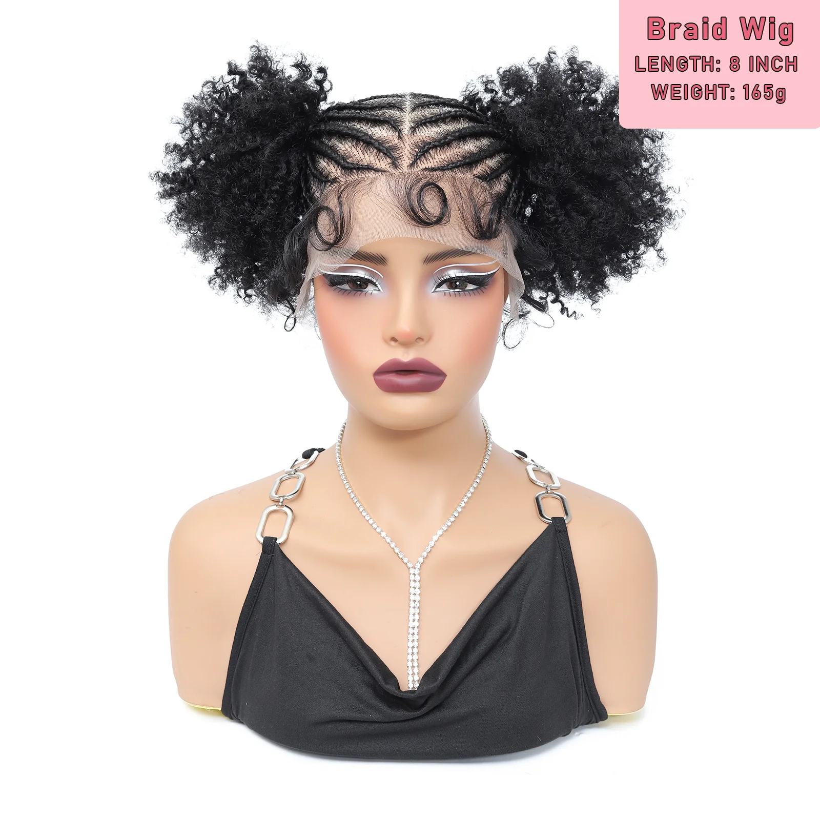 Cornrow Braided Wigs Synthetic Full Lace Bantu Braided Lace Wig with Baby Hair Cosplay Wig for Women Girls Lace Front Braids Wig