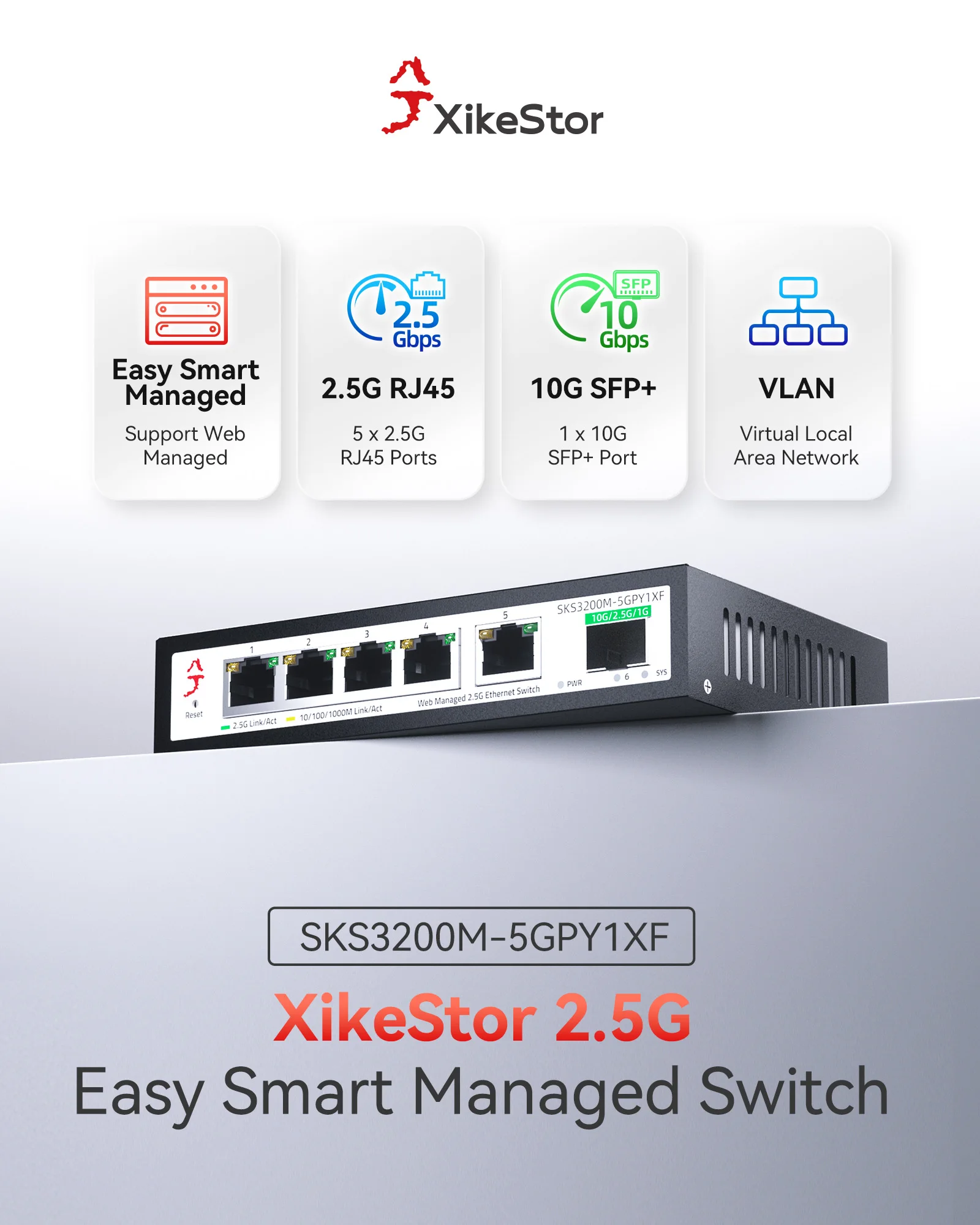 Imagem -02 - Xikestack-divisor Ethernet de Metal Portas 2.5g Sfp Mais Lacp Vlan Qos Stp Igmp Área de Trabalho Montagem na Parede Casa