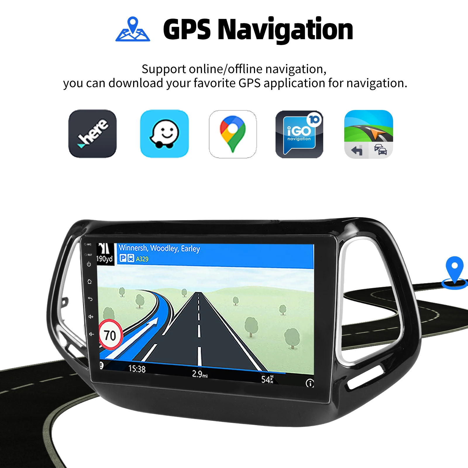 Autoradio ESSGOO Android 15 10 Zoll 4+64G/6+128G für Jeep Compass 2017-2020 Drahtloses CarPlay Android Auto GPS Navigation Bluetooth WiFi RDS Lenkradsteuerung Mirror Link Touchscreen – Detail 8