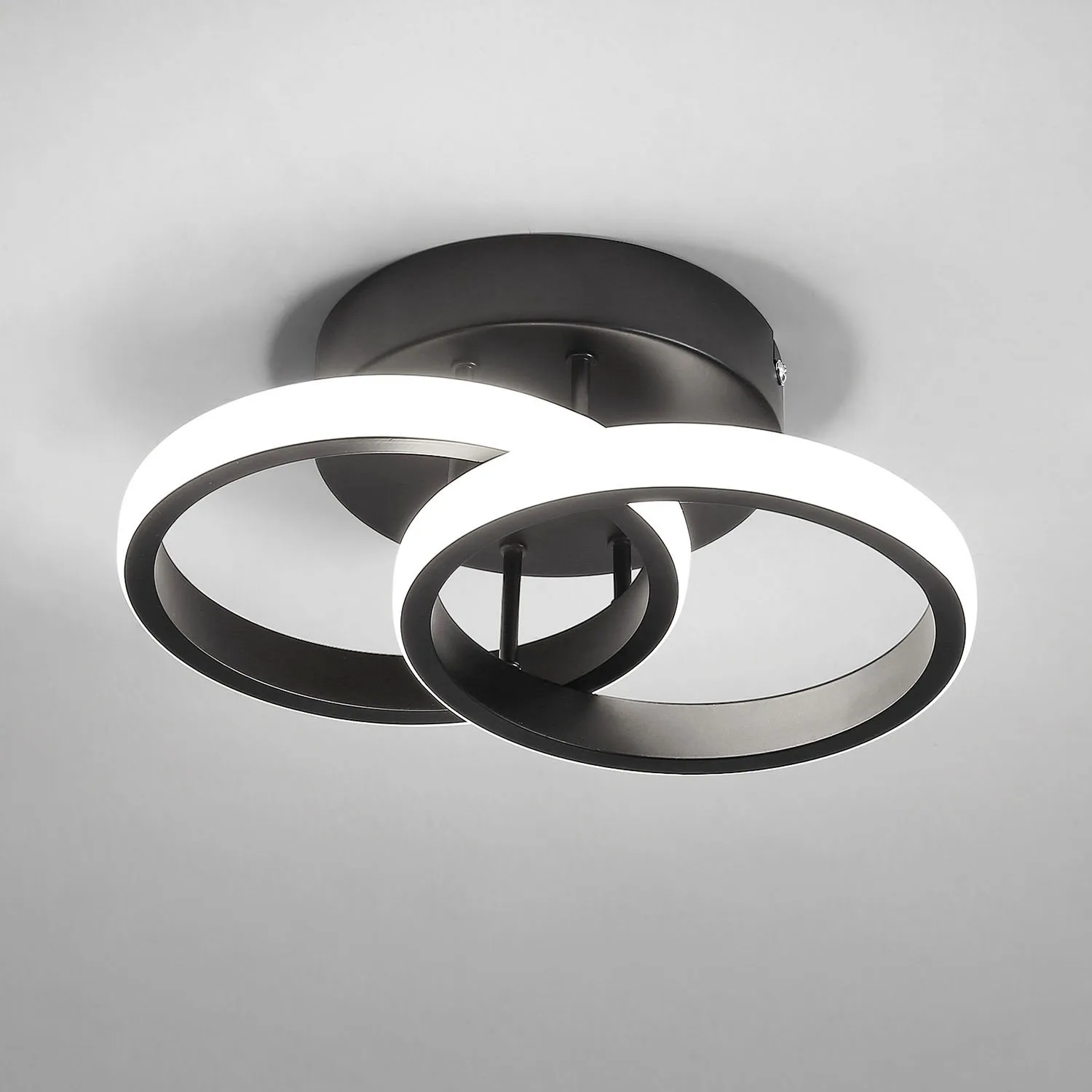 Petites lampes de plafond LED, plafonnier à double anneau pour chambre à coucher, salon, salle à manger, blanc froid ou blanc chaud au choix