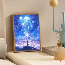 Anime star Led Light Painting,Shocking lighting effect Tricolor Dimming,Aluminum photo frame photo glow room decor,novel gift